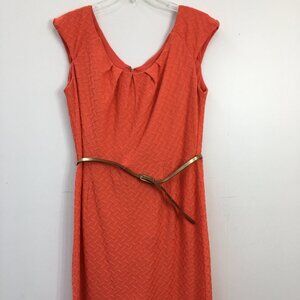Dressbarn Sleeveless Coral Sheath Dress With Belt Size 12 EXCELLENT Condition